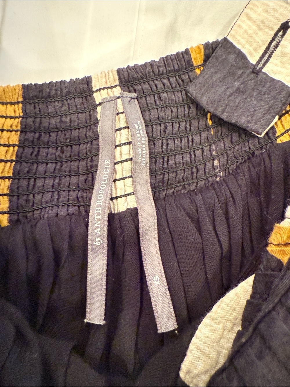 Anthropologie Black, White & Mustard Striped Midi Dress - Picture 6 of 6